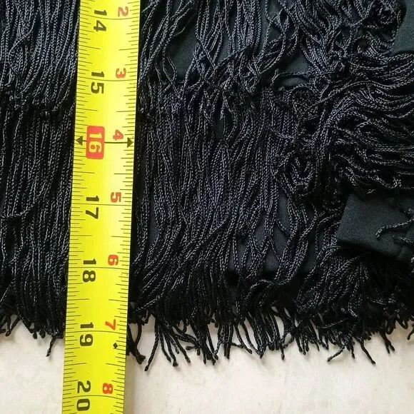 Ann Taylor Skirt Sz 14 Black Fringe Mini Flapper Gatsby Whimsigoth Cocktail NWT - Picture 7 of 7
